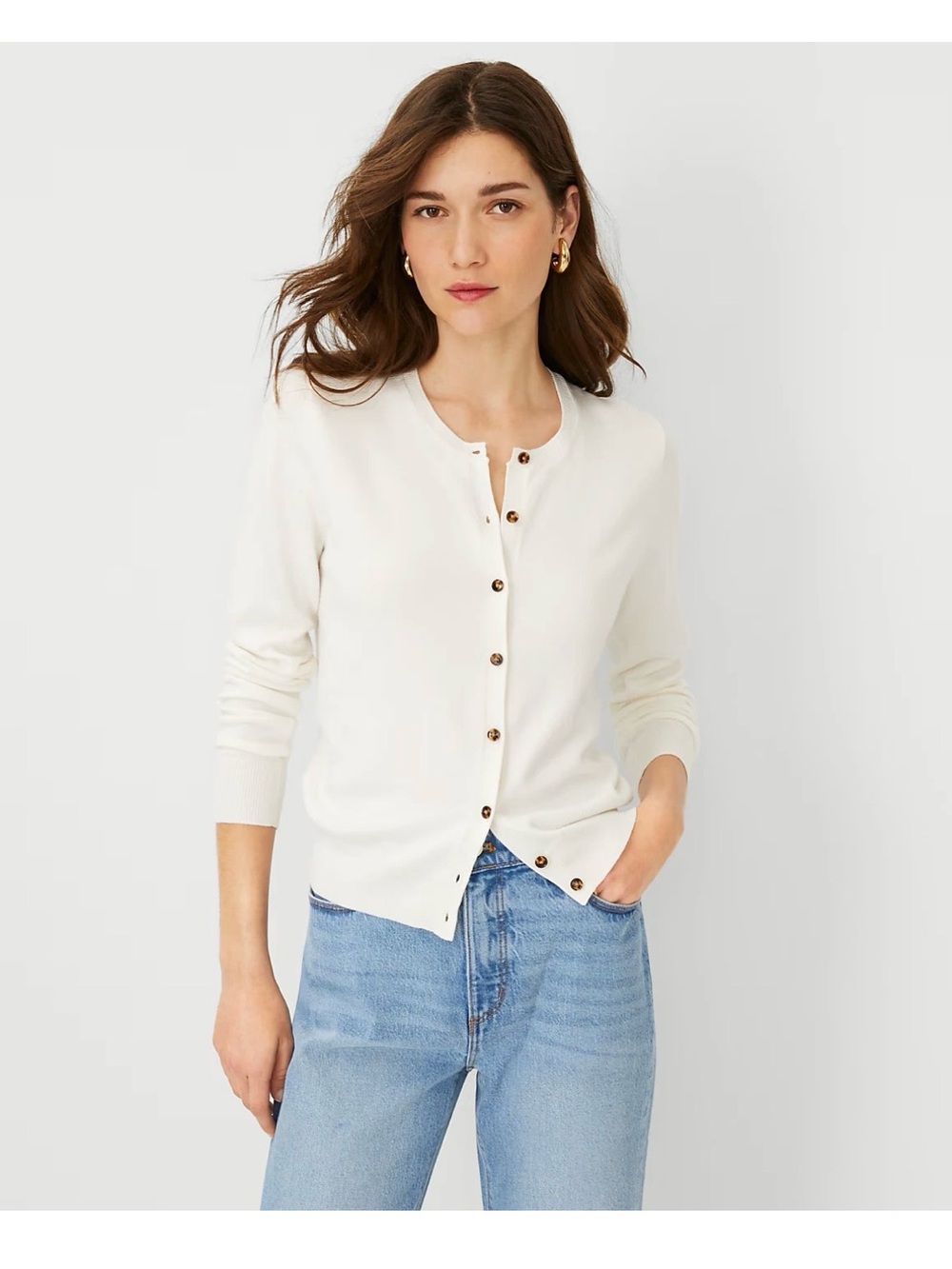 NEW $89 Ann Taylor Ann Cardigan winter white sz S NWT